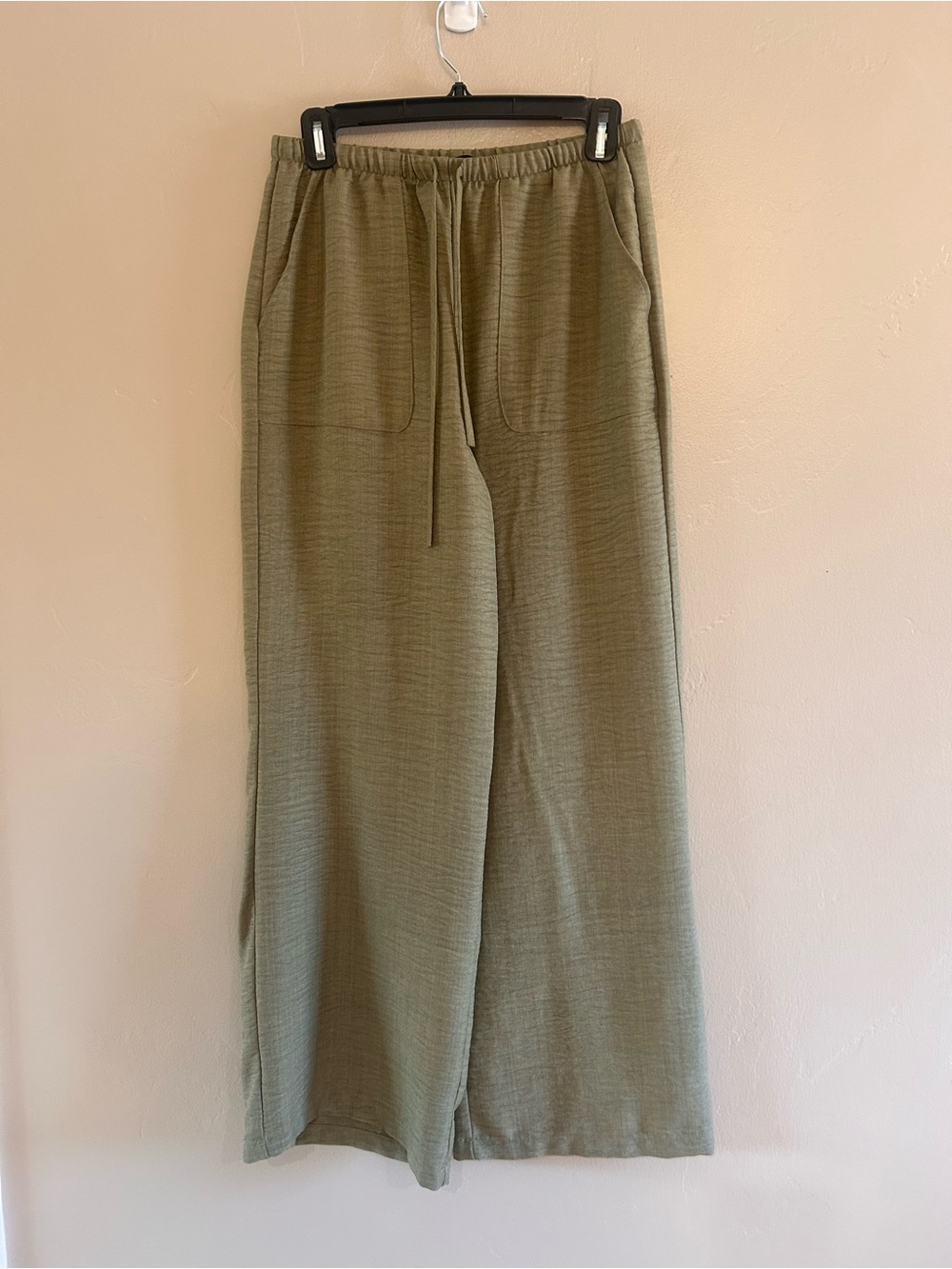 Olive Wide-Leg Drawstring Pants